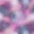 Geometric hearts on blur pink background.