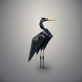 Geometric Heron Illustration: Dark And Brooding Low Poly Design