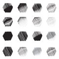 Geometric hexagon shapes icon sketch set