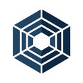 Geometric Hexagon Structure Icon with Deep Blue Color and Layered Design Royalty Free Stock Photo