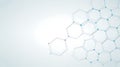 Geometric hexagonal molecular structure on a light blue and white background Keywords: abstract Royalty Free Stock Photo