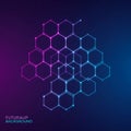 Geometric hexagonal pattern composed of interconnected glowing lines and nodes, Royalty Free Stock Photo
