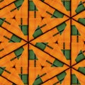 kaleidoscopic hexagonal repeating patterns in green and golden Royalty Free Stock Photo