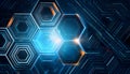 Geometric hi-tech patterns with interconnected hexagons and glowing elements