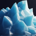 Geometric iceberg featuring sharp, angular surfaces and a smooth, blue gradient texture Royalty Free Stock Photo