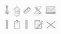 Geometric Icon Set of Square, Triangle & Measuring Instruments for Design Projects