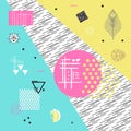 Geometric icons and elements memphis poster