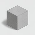 A geometric illustration of a cube is depicted against a white textured background. Royalty Free Stock Photo