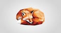 Geometric illustration of a curled-up fox (Vulpes vulpes) features angular polygon shapes in shades Royalty Free Stock Photo