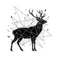 Geometric illustration of a deer, featuring sharp, angular black shapes again Royalty Free Stock Photo