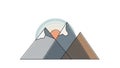 Each mountain is colored in gradients of gray blue and brown Royalty Free Stock Photo