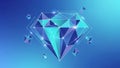 Float around the main diamond against a gradient blue background Royalty Free Stock Photo