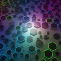 Geometric illustration featuring a pattern of hexagons on a dark background. The Royalty Free Stock Photo