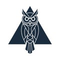 Of an owl with a stylized design. The owl features sharp lines and Royalty Free Stock Photo