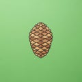 Geometric illustration of a pine cone centered on a light green background Royalty Free Stock Photo