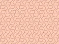 geometric illustration seamless pattern for tile and wall decor. Brown lines on pink background. Royalty Free Stock Photo