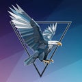 Geometric illustration of a stylized eagle in flight, depicted with angular, polygonal Royalty Free Stock Photo