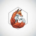 Geometric illustration of a stylized fox, Royalty Free Stock Photo