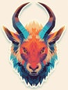 Geometric illustration of a stylized goat head with vibrant colors and sharp angles Royalty Free Stock Photo