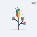 Geometric illustration of a stylized tree with branches depicted as black lines Royalty Free Stock Photo