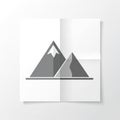 Geometric illustration of two mountains on a folded white sheet Royalty Free Stock Photo