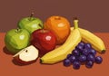 A geometric illustration of various fruits on a flat surface. The composition includes Royalty Free Stock Photo