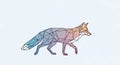 Geometric illustration of a walking fox composed of multicolored triangular facet Royalty Free Stock Photo