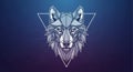 Geometric illustration of a wolf s head composed of triangular shapes Royalty Free Stock Photo