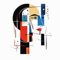 Geometric Illustration Of A Woman\'s Face In Abstract Constructivism Style