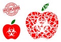 Geometric Infected Apple Icon Mosaic and Textured Mycoplasma Badge