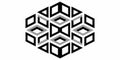 Geometric interlocking cube pattern featuring an optical illusion with three dimensional black gray and white shapes Royalty Free Stock Photo