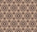 Geometric kaleidoscope with many shapes, shades of dark, desaturated, greyish orange