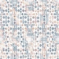 Geometric kilim ikat pattern with grunge texture