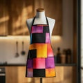 Geometric Kitchen Apron with Colorful Block Pattern Royalty Free Stock Photo