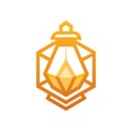 Geometric lantern logo in shades of yellow and orange on a white background Royalty Free Stock Photo