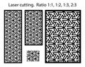 Geometric laser cutting vector pattern. Cnc geometric template set. Panels and screens for cnc cut.