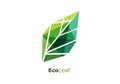 Geometric leaf logo featuring a stylized, multi-shaded green design Royalty Free Stock Photo