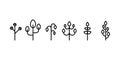 Geometric leaves shapes icon set. Minimalist leaf symbols. Black outline. Vector illustration, flat design Royalty Free Stock Photo