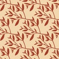 Geometric leaves silhouette seamless pattern on light background. Tree branches wallpaper. Nature vector backdrop Royalty Free Stock Photo