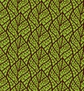 Mosaic Tile Decorative Leaves Seamless Pattern. Continuous leaf background. Floral Texture. Royalty Free Stock Photo