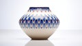 Geometric Lensbaby Vase With Colored Diamonds And Blue Porcelain