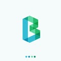 Geometric letter B, monogram from blue tape piece with overlay and transparency effect. Versatile and modern logo for