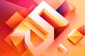 geometric letter forms with gradient backgrounds in warm tones