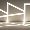 Geometric light patterns create angular shapes on a smooth, neutral-colored surface Royalty Free Stock Photo