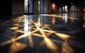 Geometric Light Patterns on Polished Concrete Floor Royalty Free Stock Photo