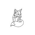 Geometric line art of a fox, Royalty Free Stock Photo