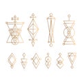 Geometric linear shapes vector set. Abstract line drawn graphic elements Royalty Free Stock Photo
