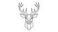 Geometric line drawing of a deer s head with prominent antlers Royalty Free Stock Photo