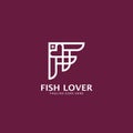 Geometric Line Fish Lover Logo Icon Template Design