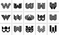 Geometric line logo W letter icon design set Royalty Free Stock Photo